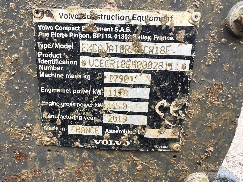 Volvo ECR 18 E Minigraafmachines < 7t