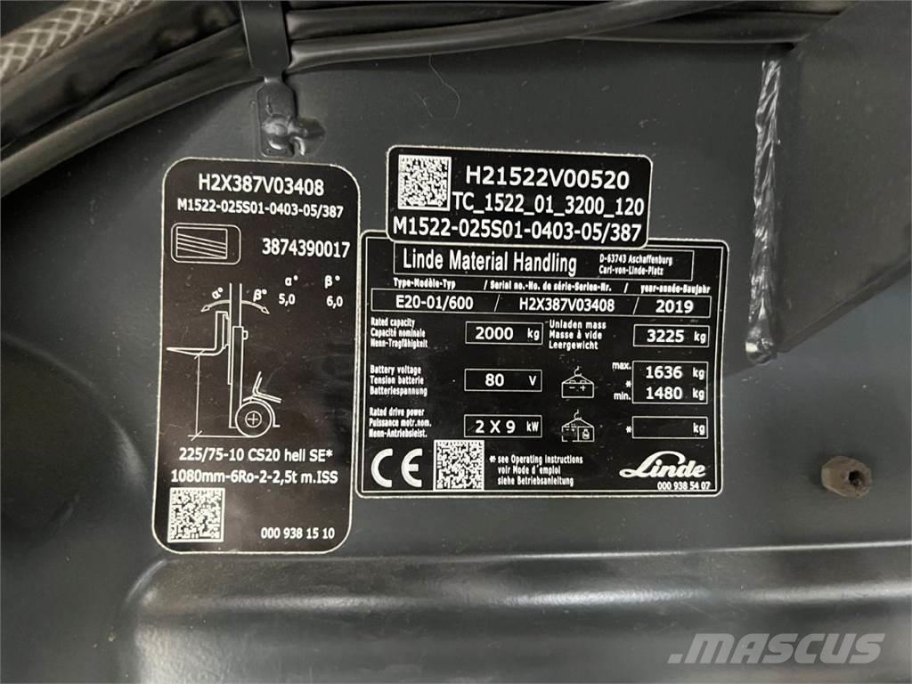 Linde E 20H-01/600 Elektrische heftrucks