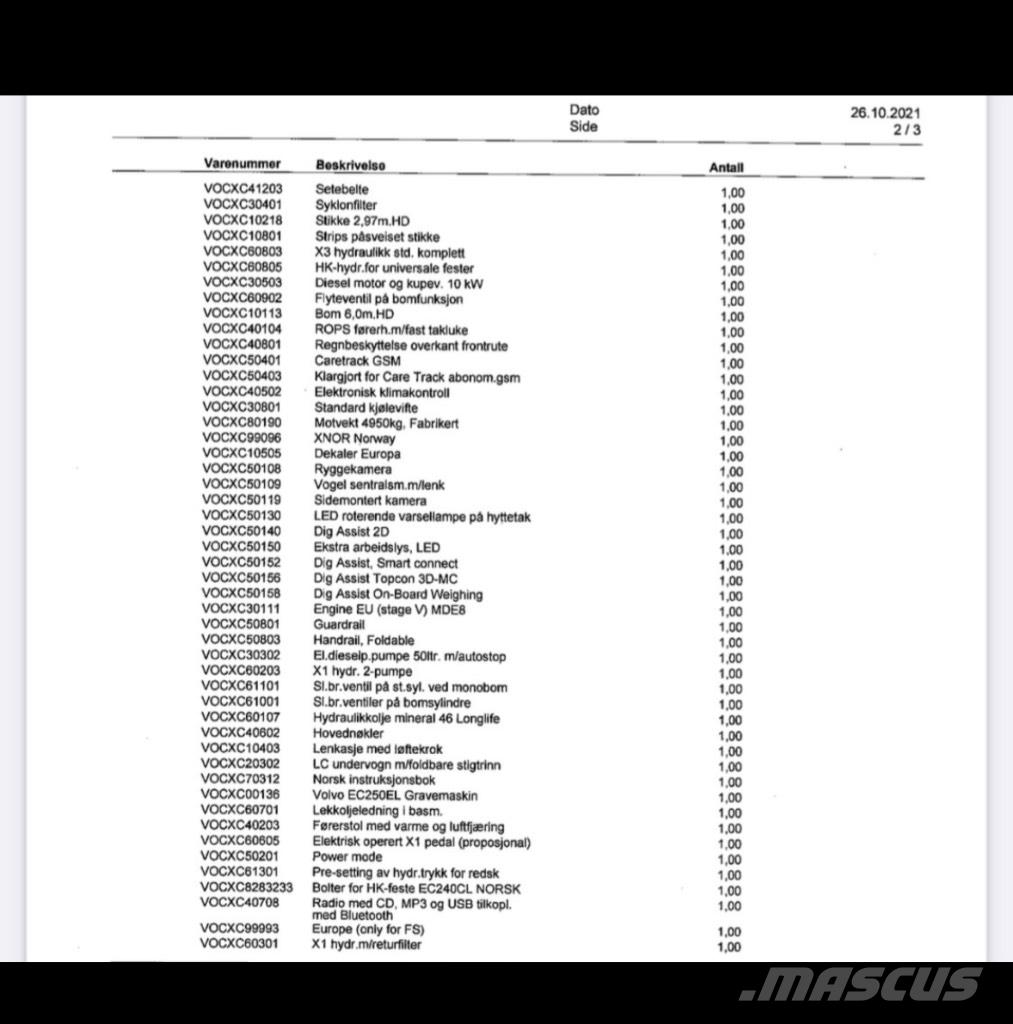 Volvo EC 250 EL Rupsgraafmachines