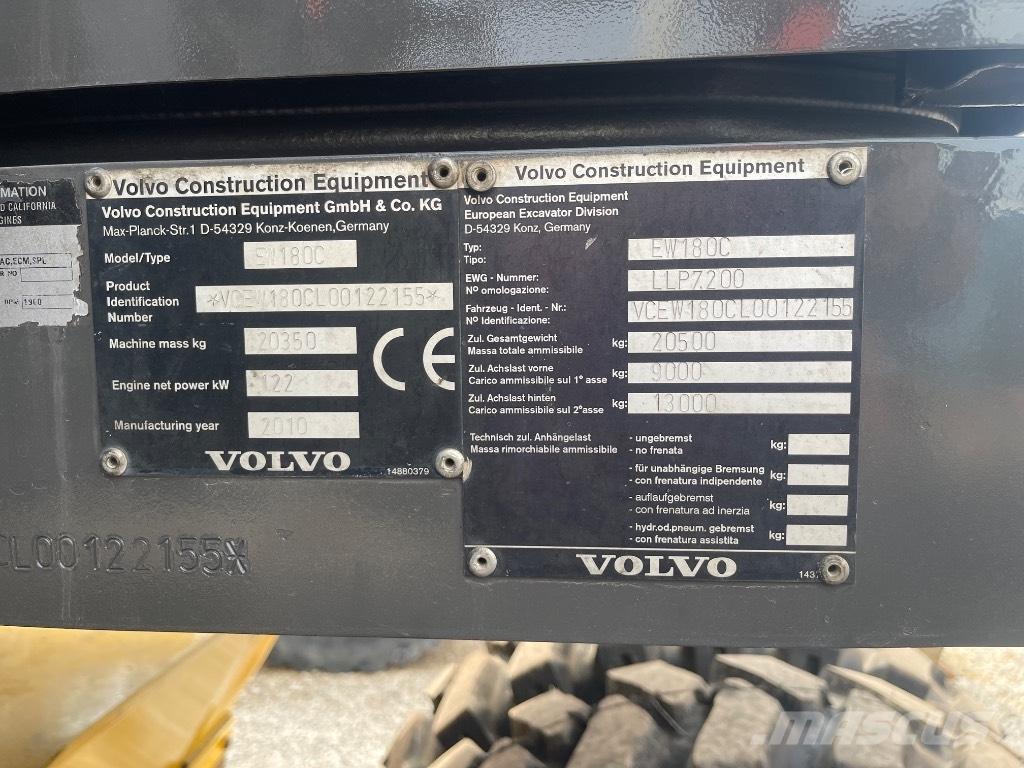 Volvo EW 180 C Wielgraafmachines