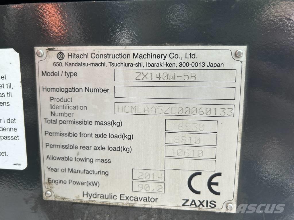 Hitachi ZX140W-5B Wielgraafmachines