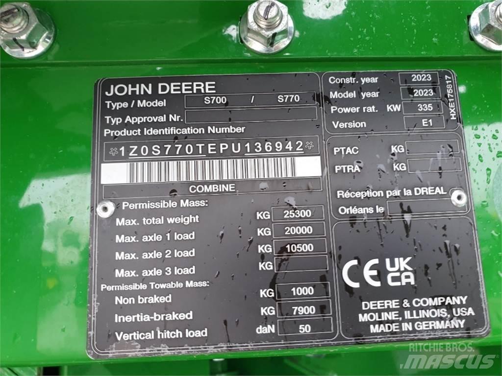 John Deere S770 Maaidorsmachines