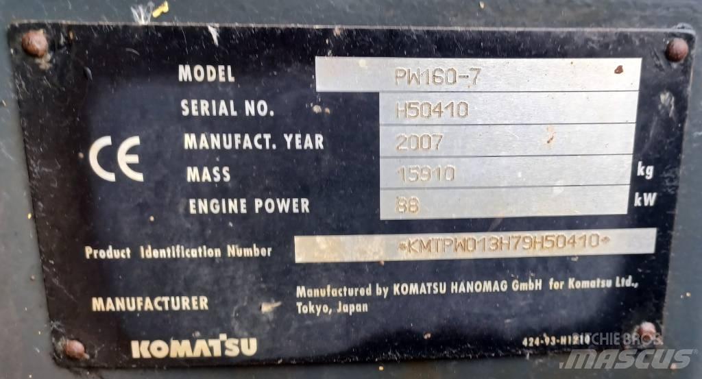 Komatsu PW 160-7 Wielgraafmachines
