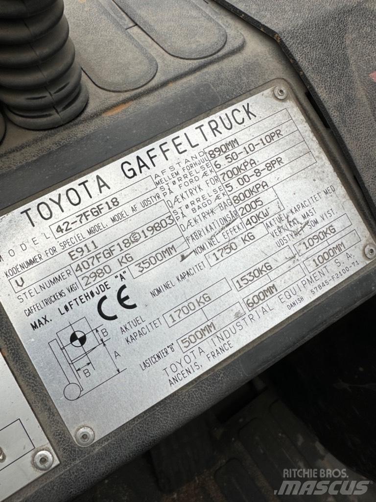 Toyota FG18 LPG heftrucks
