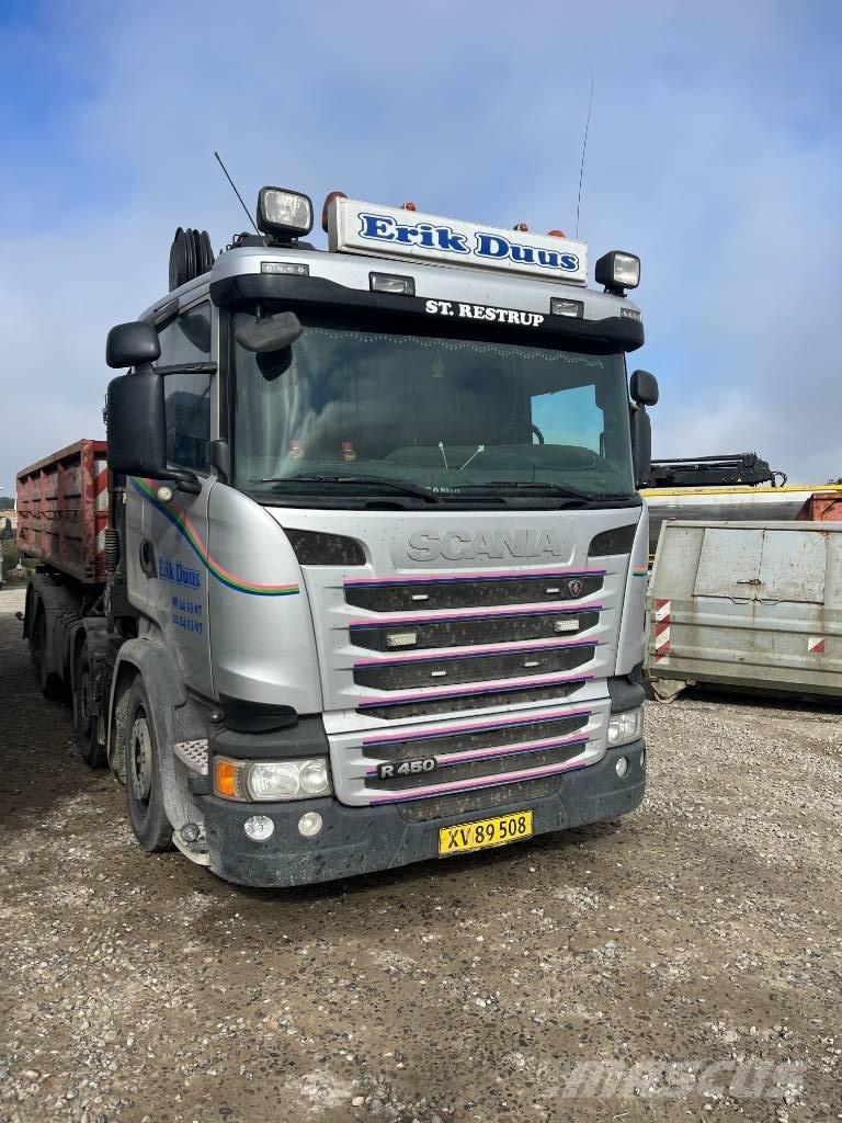 Scania R 450 Vlakke laadvloer met kraan