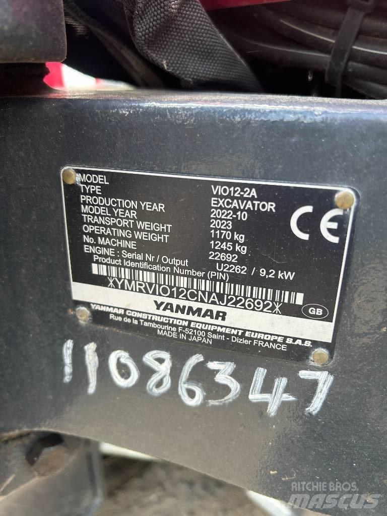 Yanmar VIO12-2A Minigraafmachines < 7t