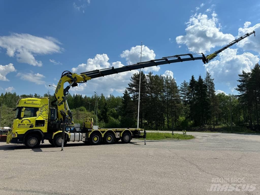 Scania R 650 10x4 Vlakke laadvloer met kraan