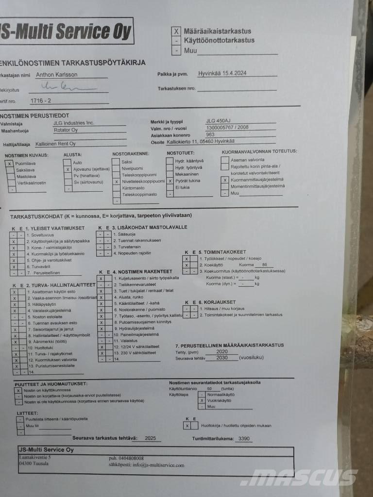 JLG 450 AJ Knikarmhoogwerkers