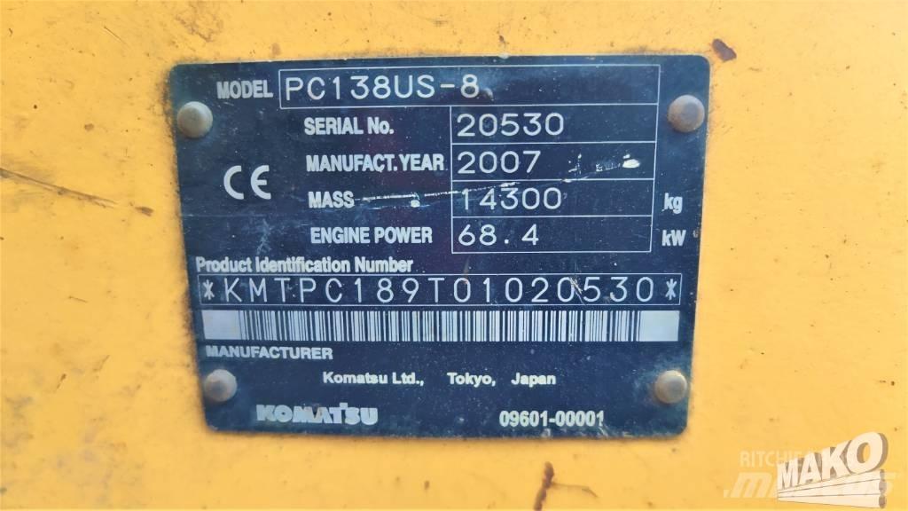 Komatsu PC 138 US-8 Rupsgraafmachines