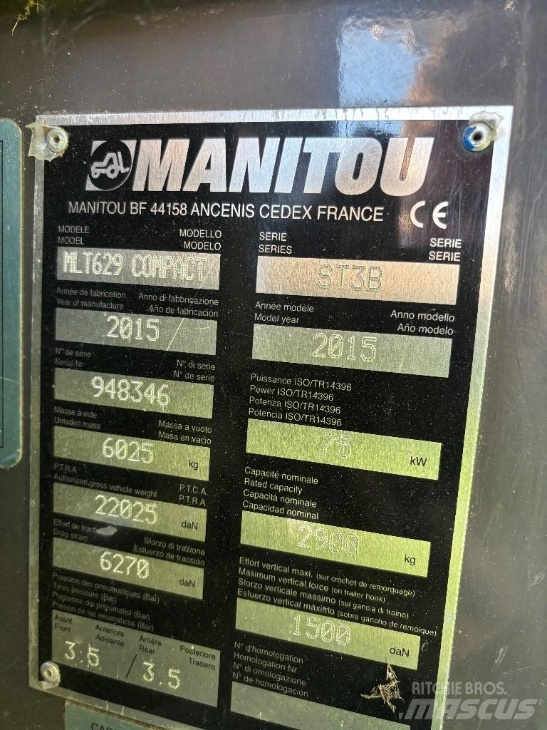 Manitou MLT 629 Verreikers
