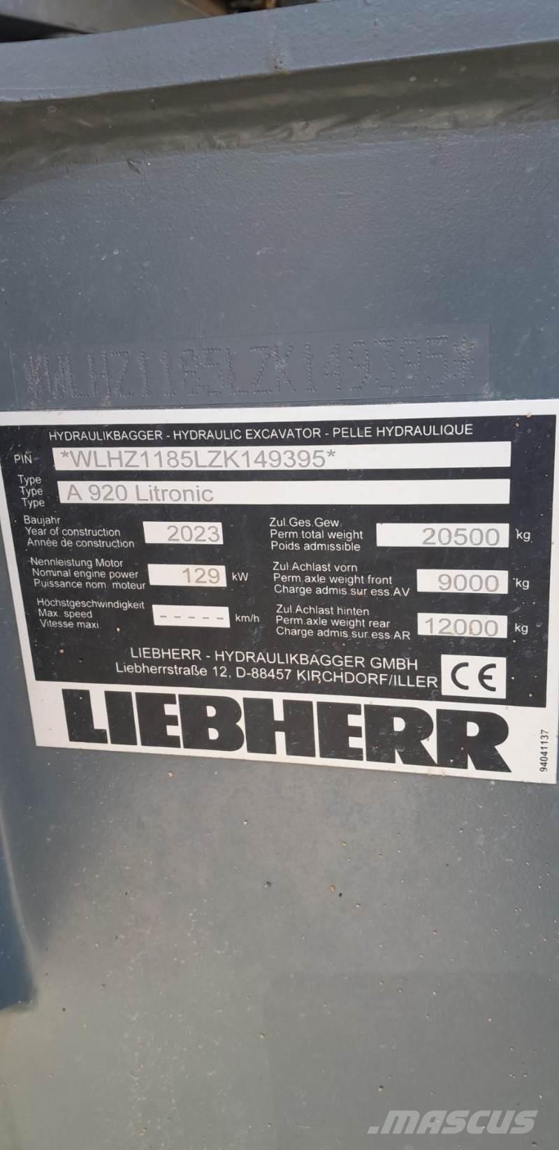 Liebherr A920 Wielgraafmachines