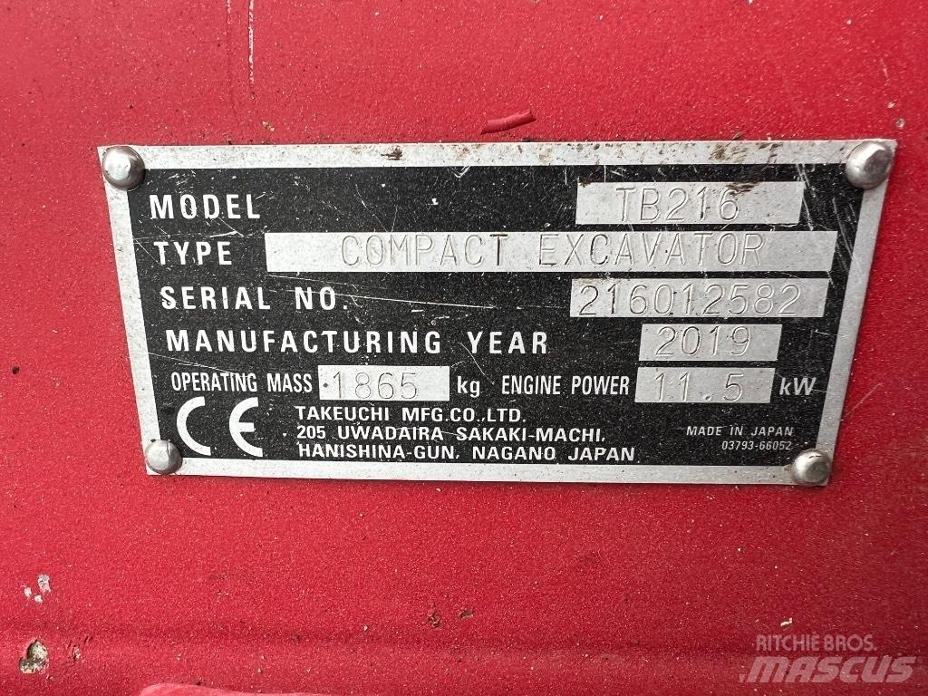 Takeuchi TB 216 Minigraafmachines < 7t
