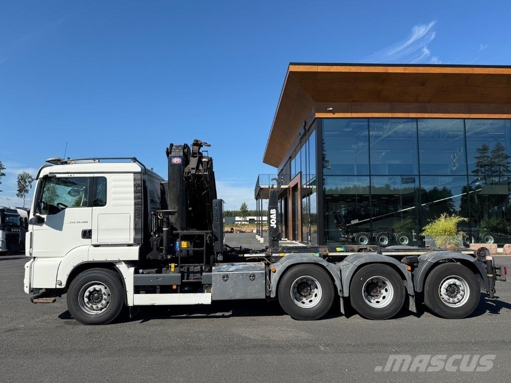 MAN Crane + hook lift Vlakke laadvloer met kraan