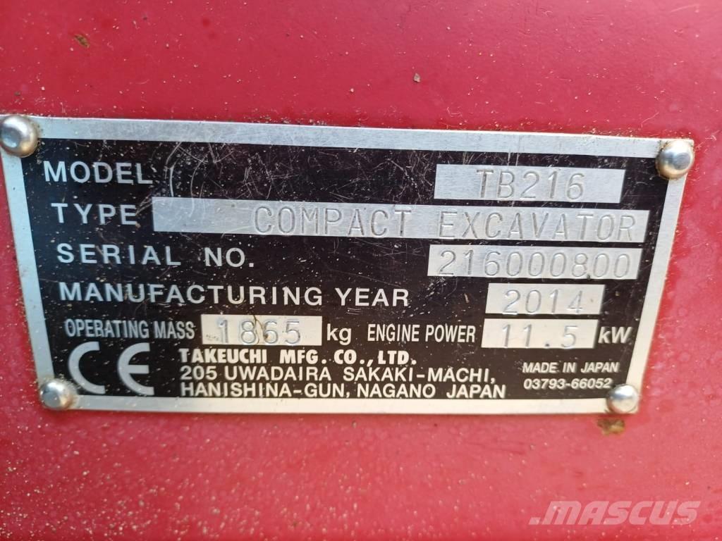 Takeuchi TB 216 Minigraafmachines < 7t