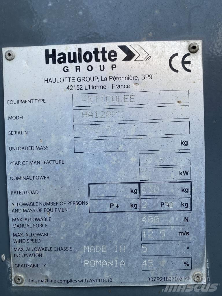 Haulotte HA 120 P Knikarmhoogwerkers