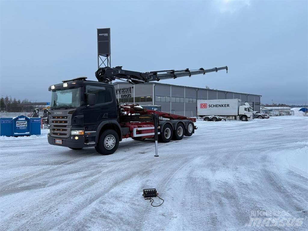 Scania P340 8x4 Vlakke laadvloer met kraan