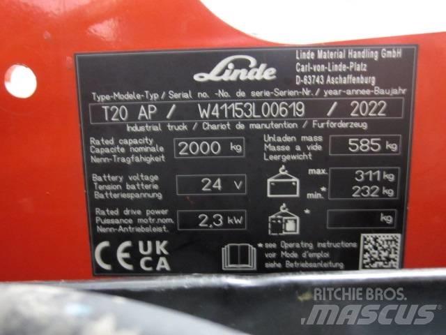 Linde T20AP Pallettruck met meerij platform