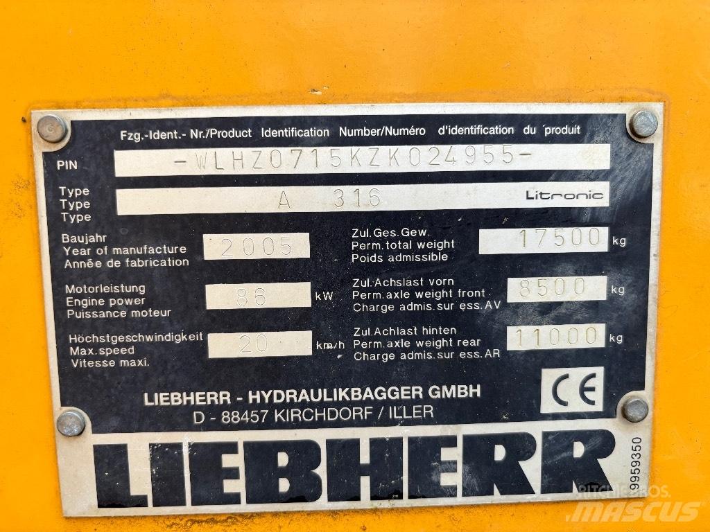 Liebherr A316 Wielgraafmachines
