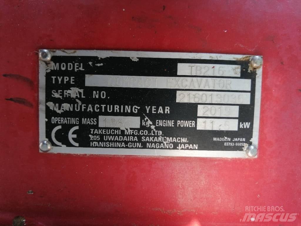 Takeuchi TB 216 Minigraafmachines < 7t