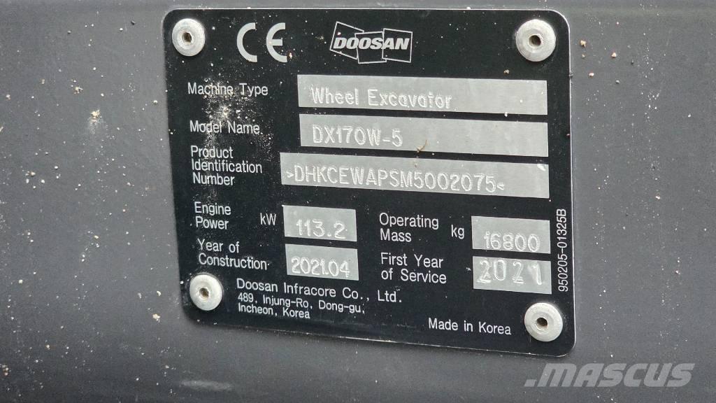 Doosan DX 170 W Wielgraafmachines