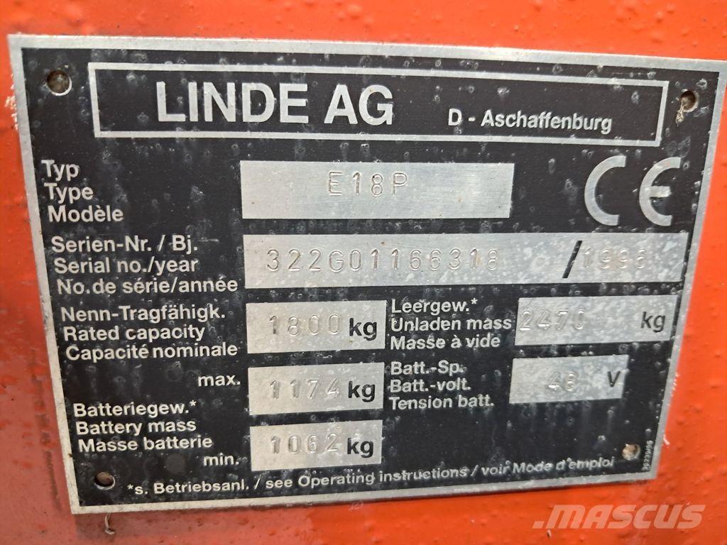Linde E18P Elektrische heftrucks