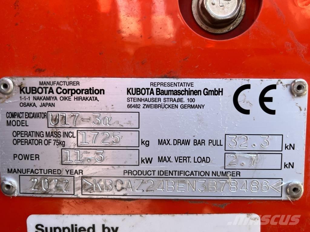 Kubota U 17-3 Minigraafmachines < 7t