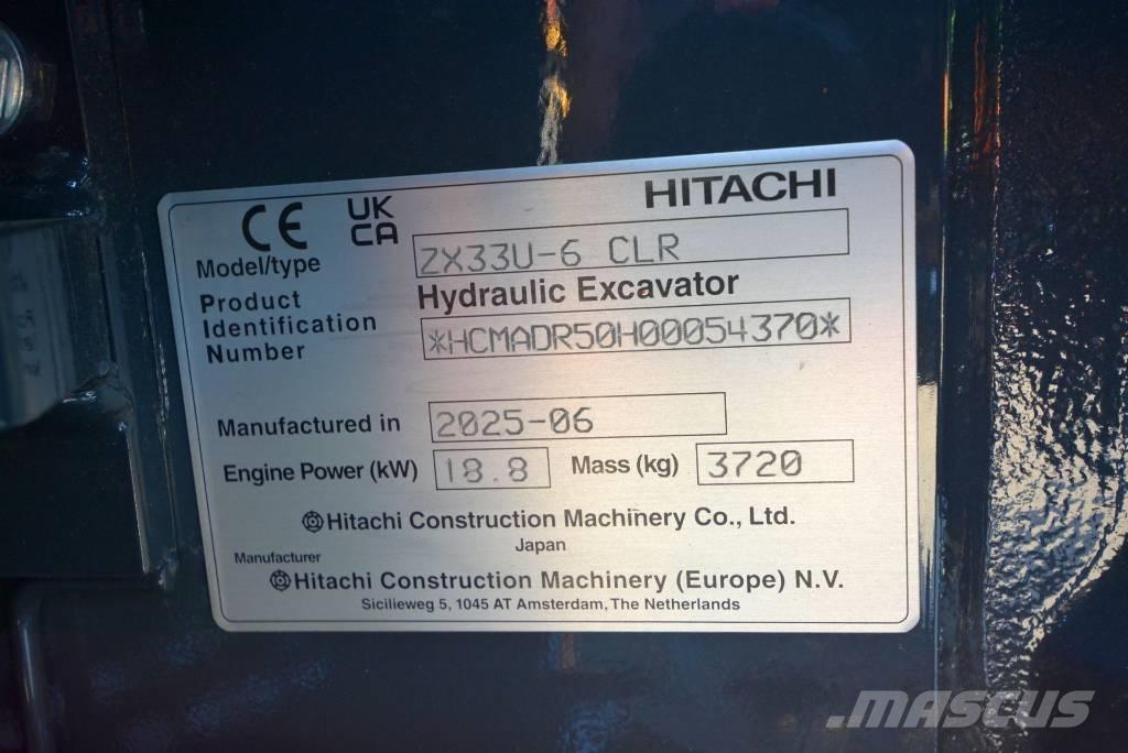Hitachi ZX 33 U-6 Minigraafmachines < 7t