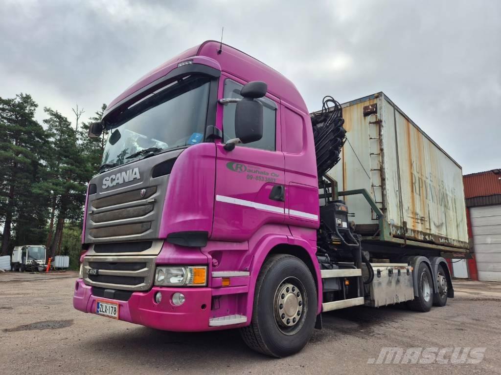 Scania R 410 Vlakke laadvloer met kraan