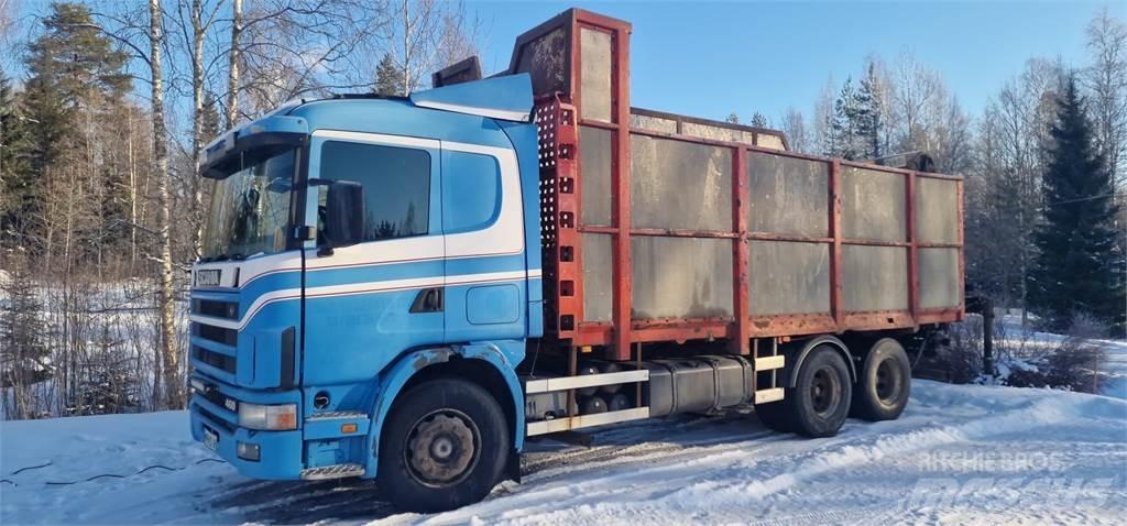 Scania 124 460 Vlakke laadvloer met kraan
