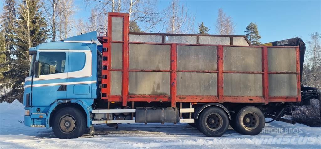 Scania 124 460 Vlakke laadvloer met kraan