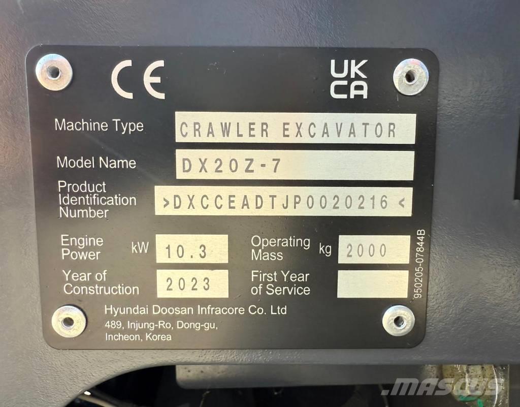 Doosan DX 20 Z-7 Minigraafmachines < 7t