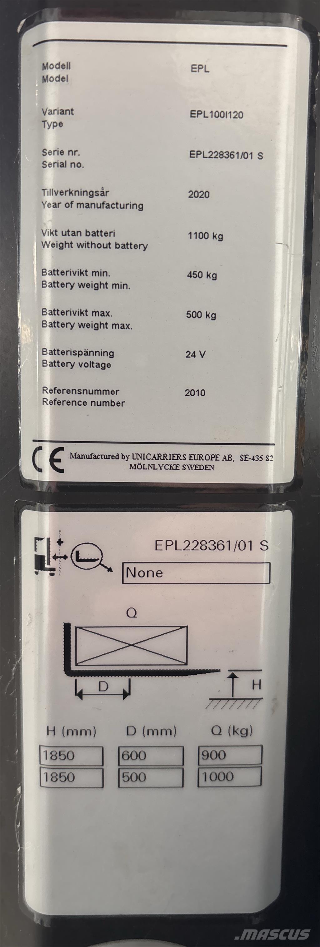 UniCarriers EPL100 Orderpicker voor laag niveau