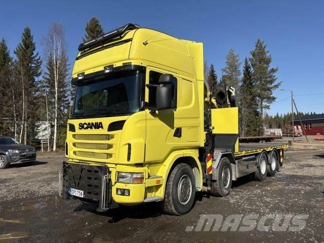 Scania R164G 8*4 Vlakke laadvloer met kraan