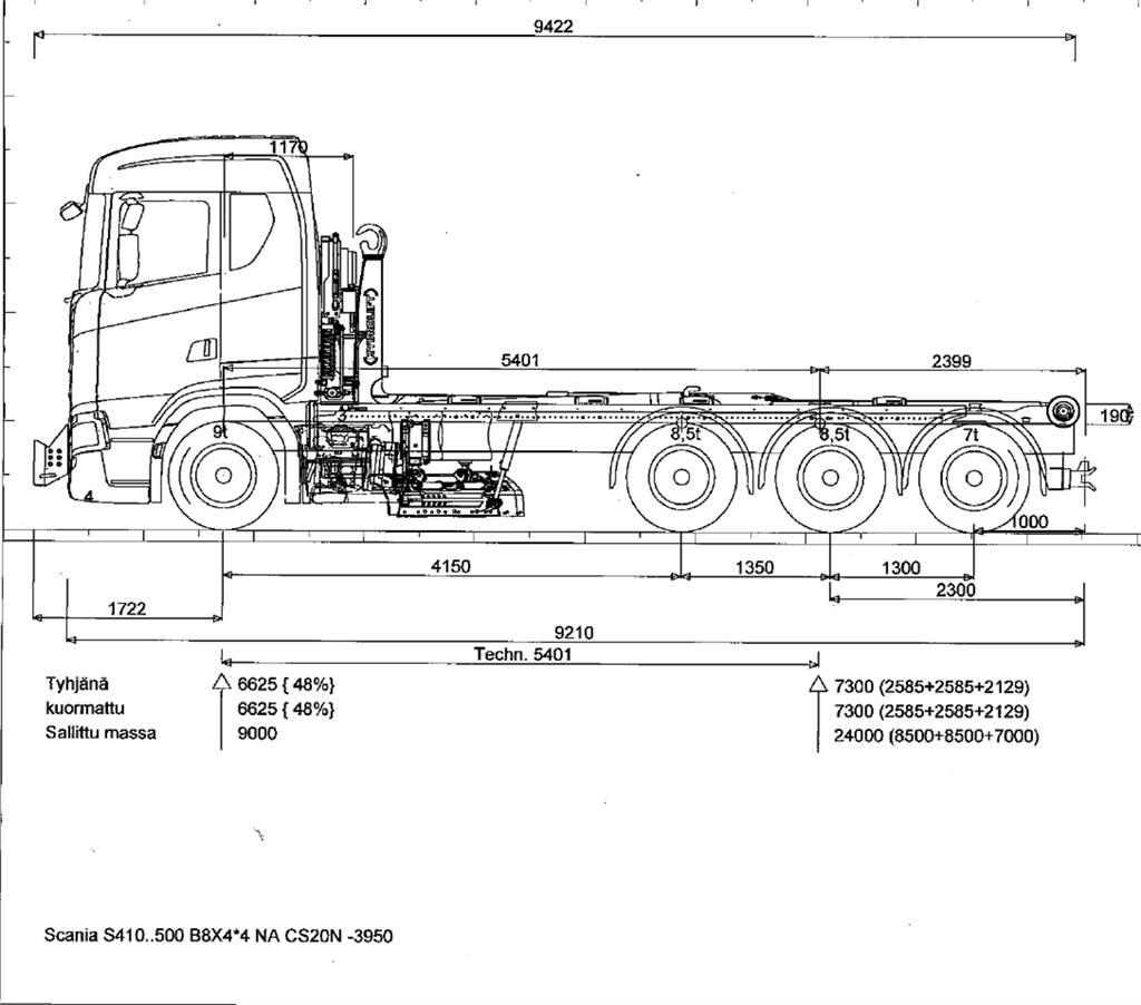Scania R590 8x4 Vrachtwagen met containersysteem