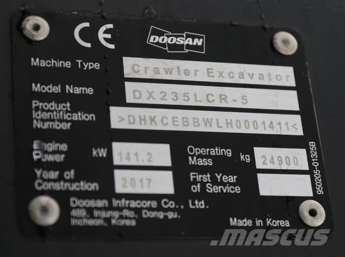 Doosan DX235LCR-5 Rupsgraafmachines
