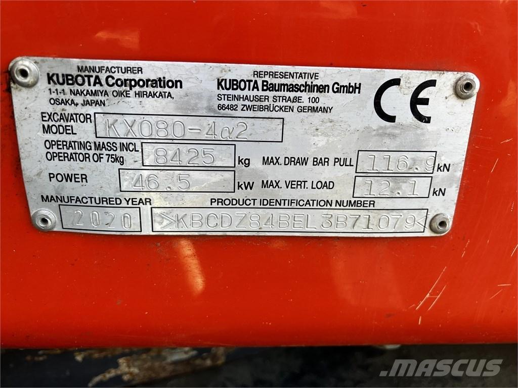 Kubota KX 080-4 A2 Midigraafmachines 7t - 12t
