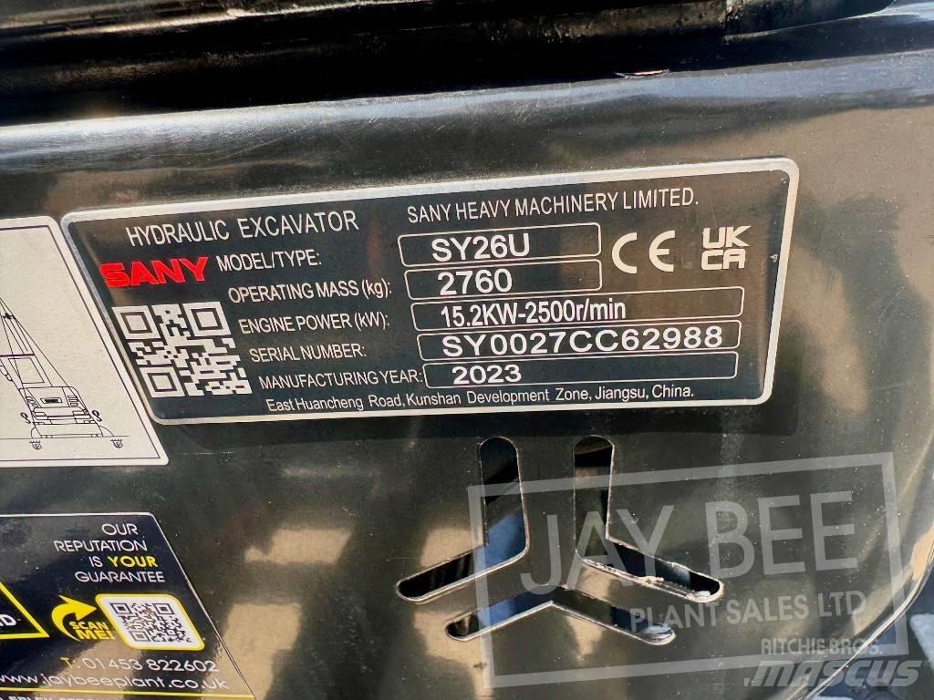 Sany SY 26 U Minigraafmachines < 7t