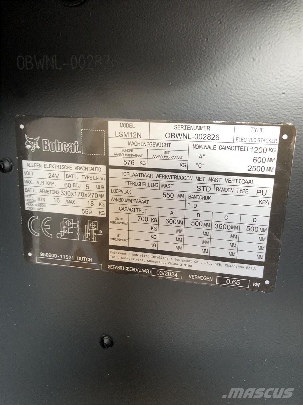 Bobcat LSM12N Zelfrijdende stapelaars