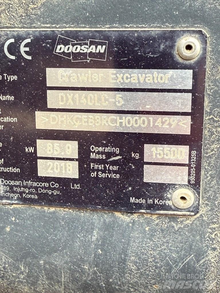 Doosan DX 140 LC Rupsgraafmachines