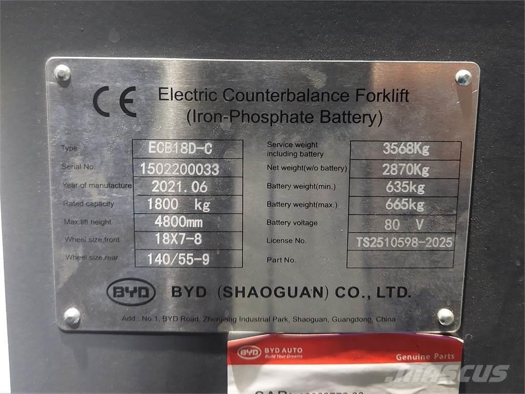 BYD ECB18DC Elektrische heftrucks