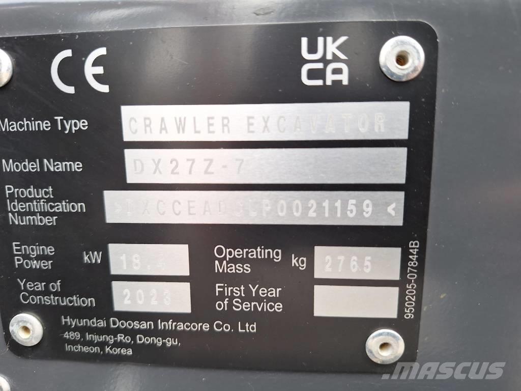 Develon DX 27 Z-7 Minigraafmachines < 7t