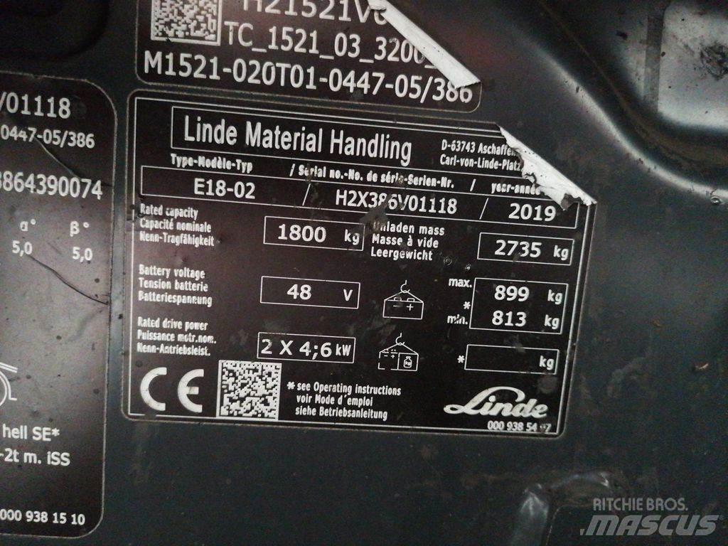 Linde E18-02 Elektrische heftrucks