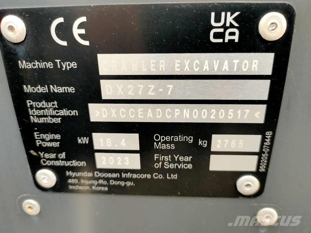Doosan DX 27 Z Minigraafmachines < 7t