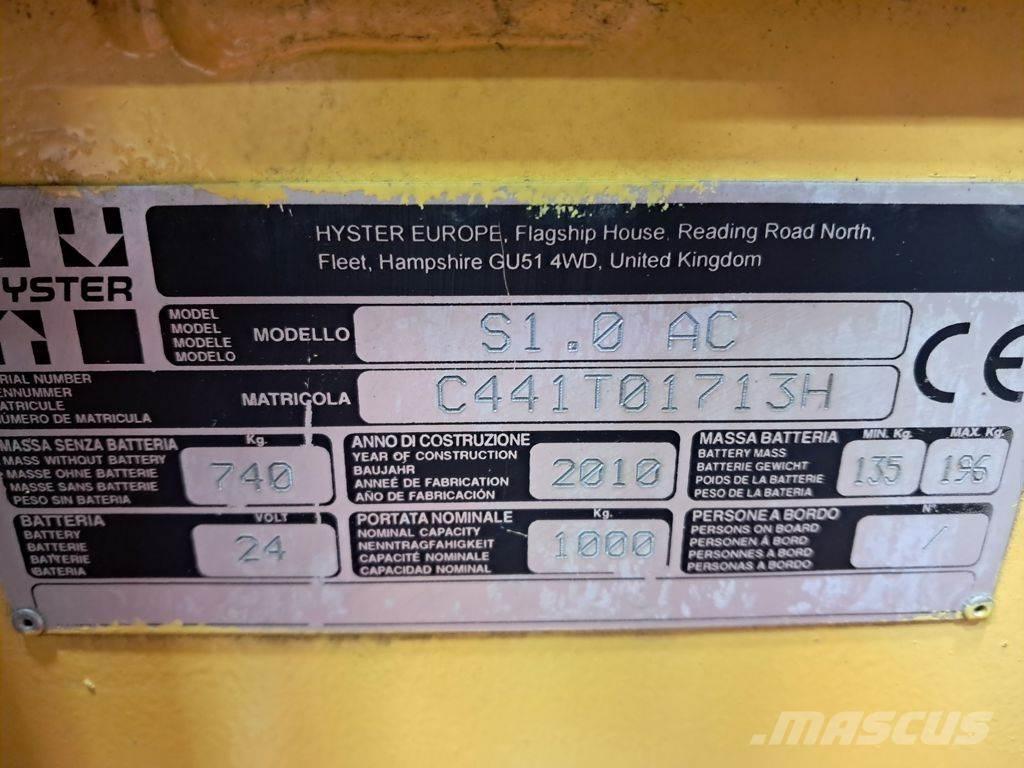Hyster S1.0 AC Meeloop stapelaar