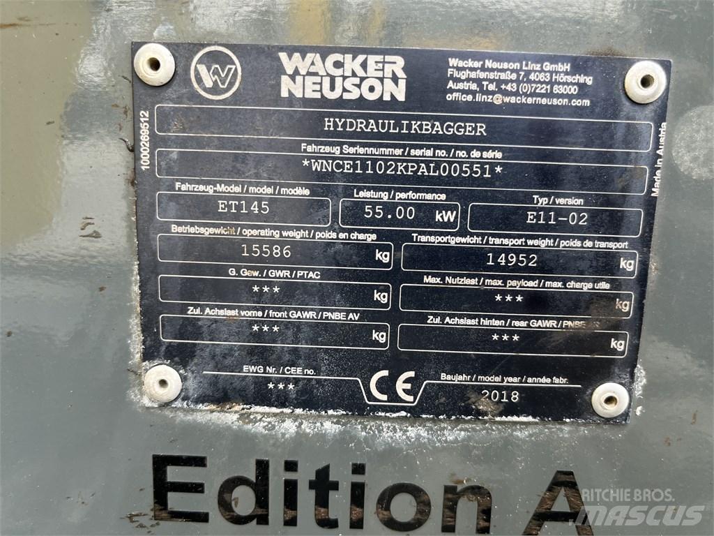 Wacker Neuson ET 145 Rupsgraafmachines