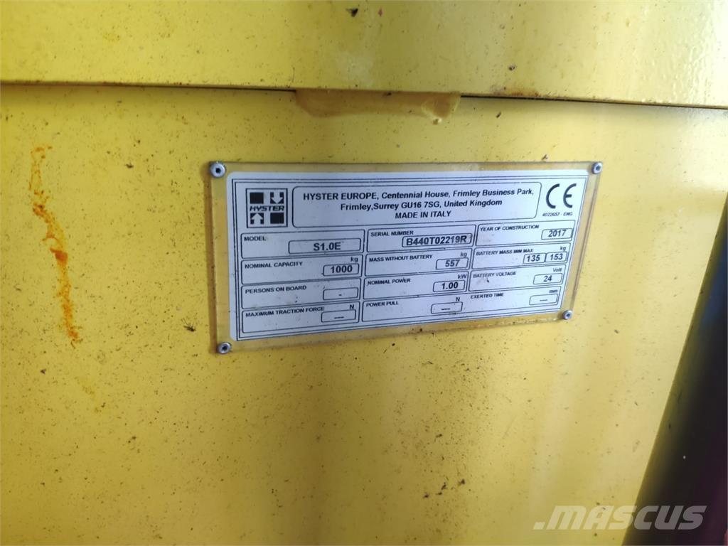 Hyster S1.0E Zelfrijdende stapelaars
