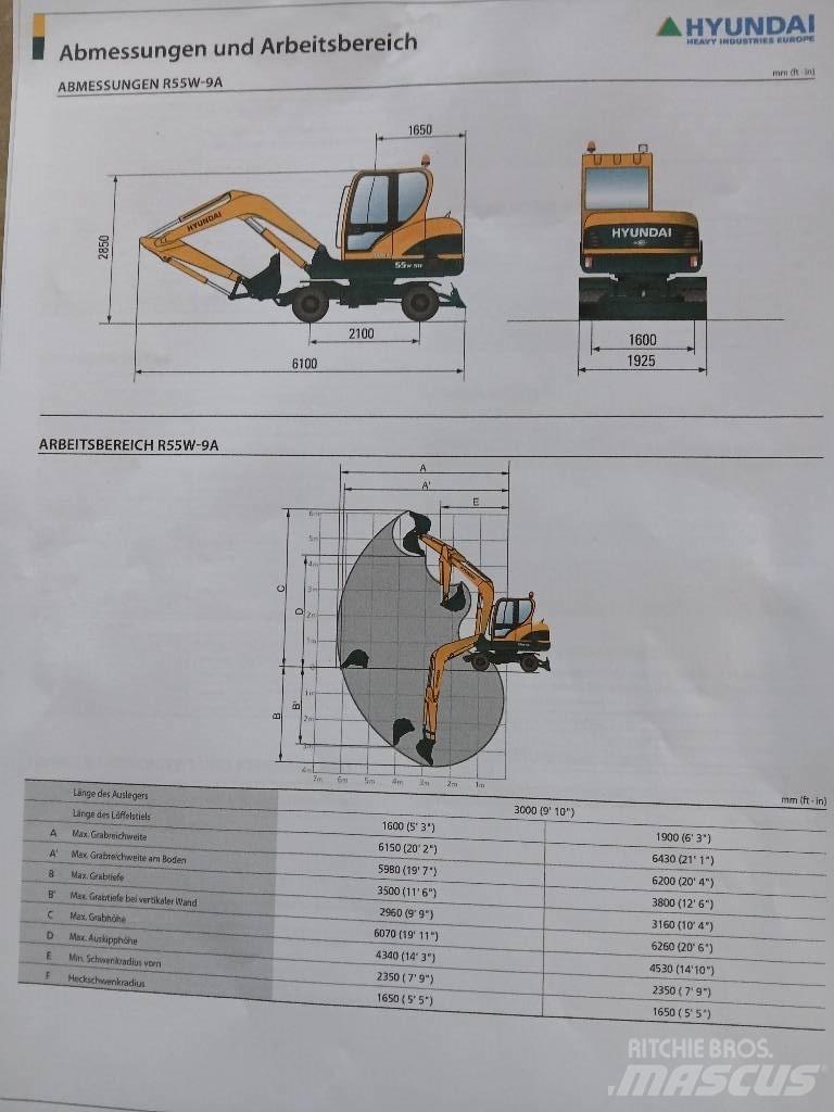 Hyundai 55W-9 Wielgraafmachines