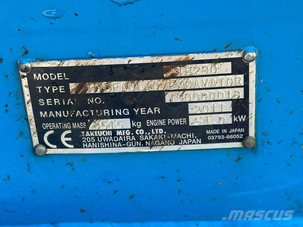 Takeuchi TB 290 Midigraafmachines 7t - 12t