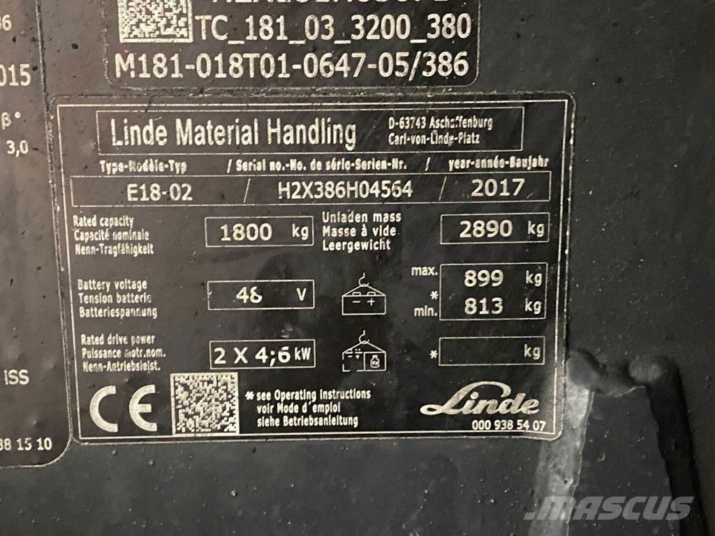 Linde E18-02 Elektrische heftrucks