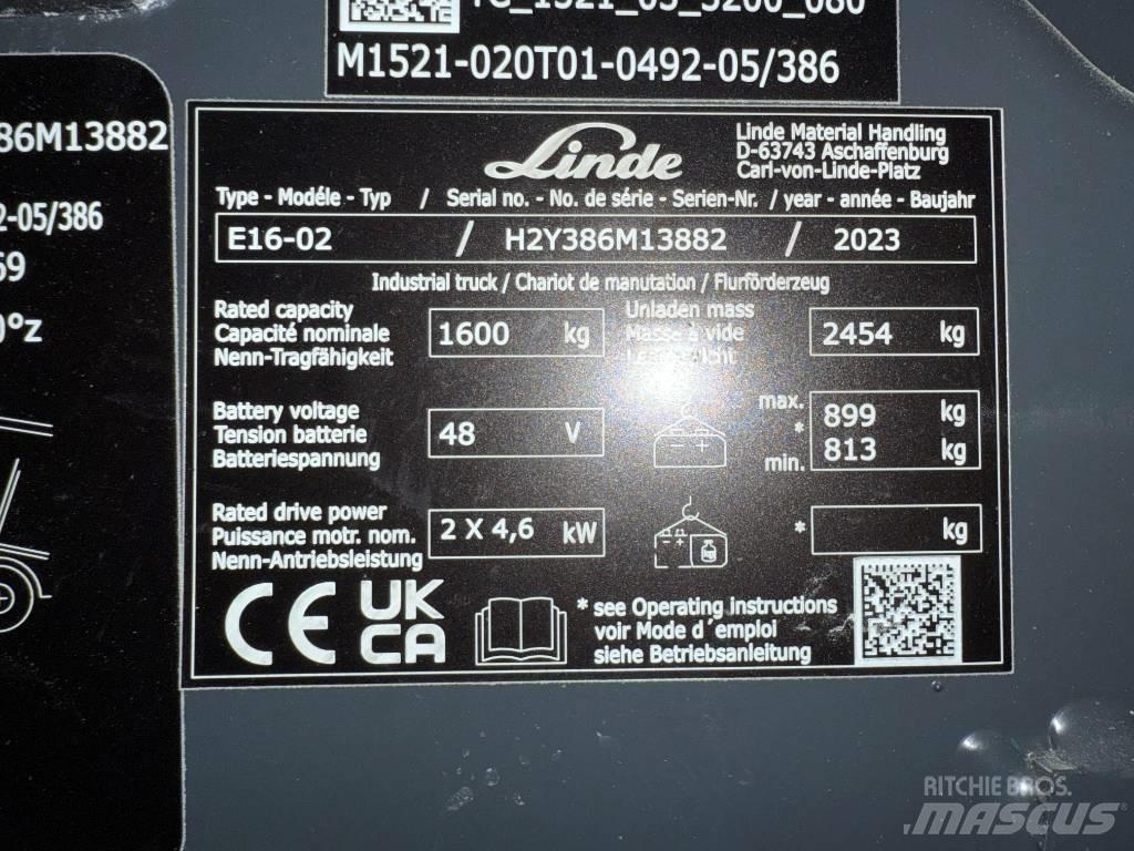 Linde E16/386-02 Elektrische heftrucks